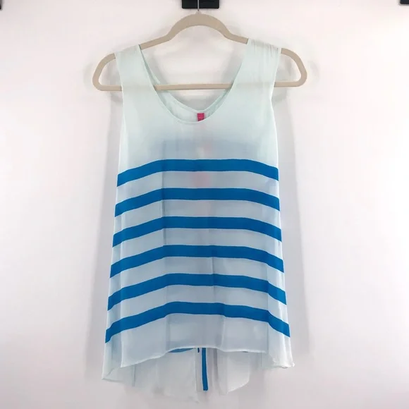 Anthro Plenty by Tracy Reese Marina Blue Striped Tank Top NWT - Picture 3 of 6